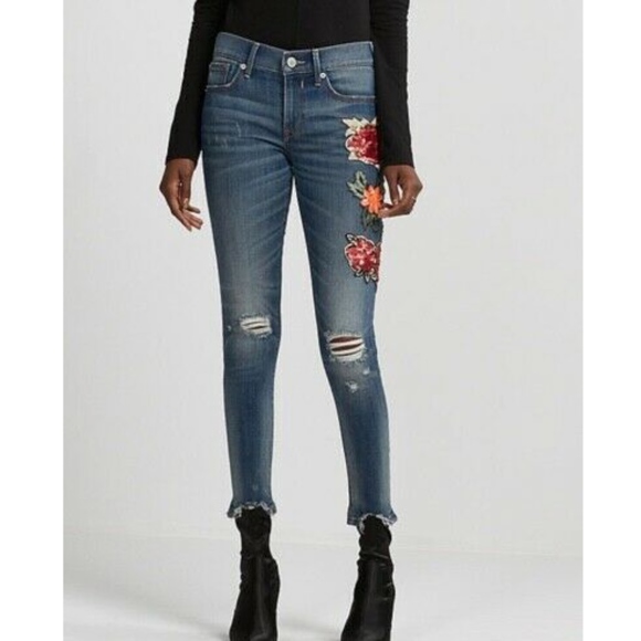 EXPRESS SEQUIN EMBROIDERED STRETCH LEGGINGS OR - Picture 4 of 6